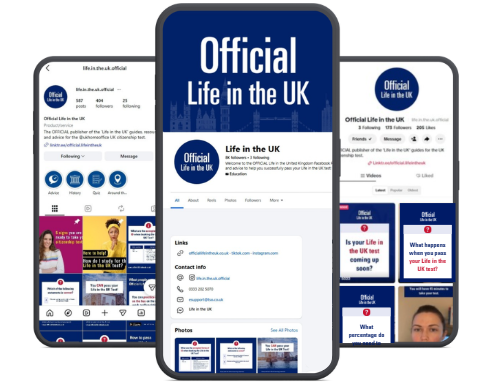 Official Life in the United Kingdom online learning follow us on social media
